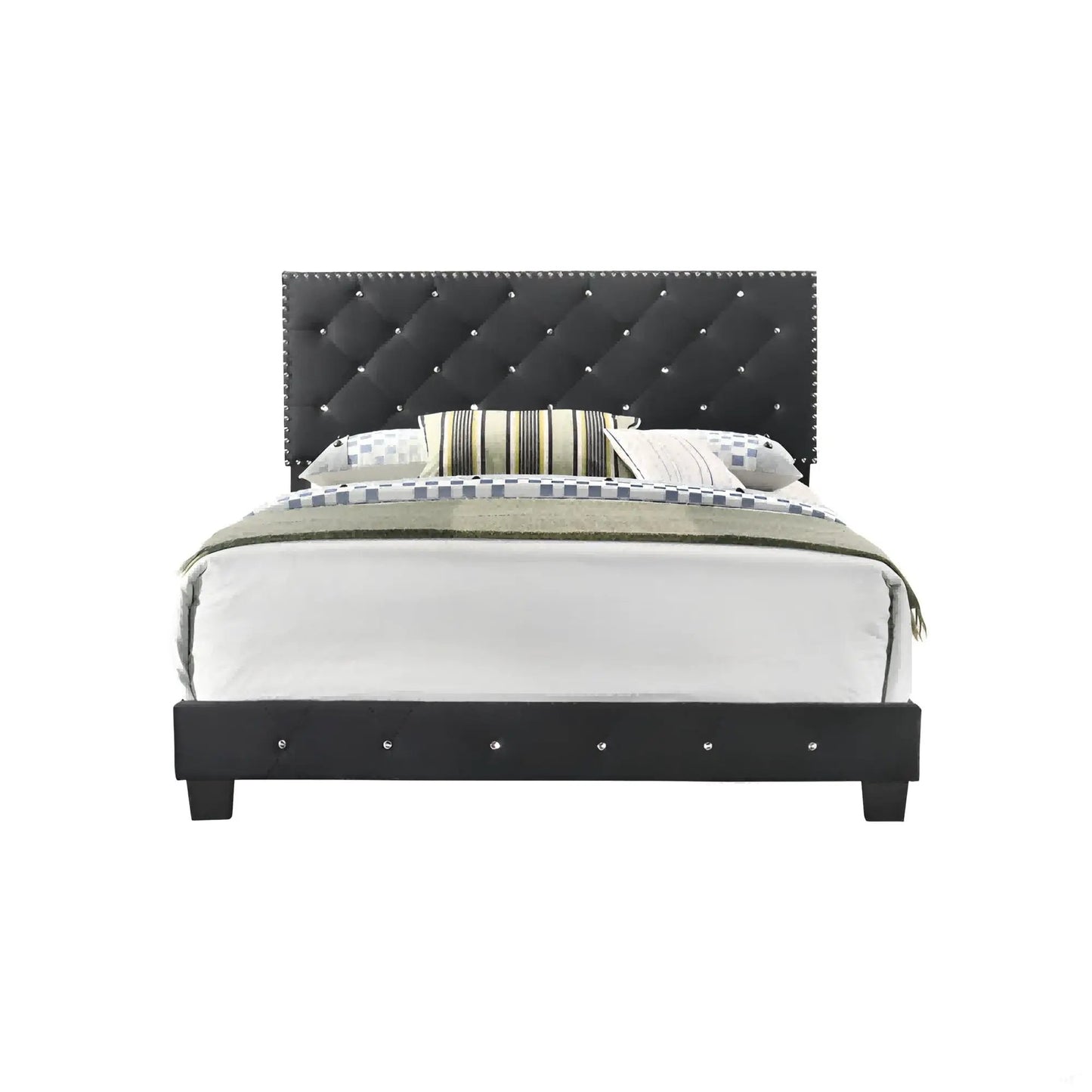 Luxurious Upholstered Bed by Unique Piece Furniture with black tufted headboard on Tampa Home & Garden Store