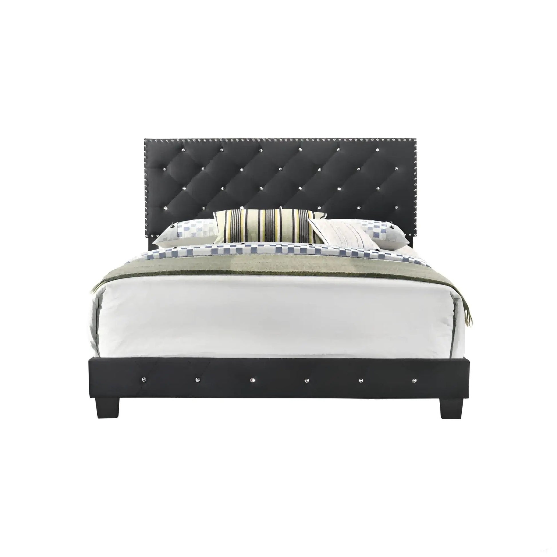 Luxurious Upholstered Bed by Unique Piece Furniture with black tufted headboard on Tampa Home & Garden Store