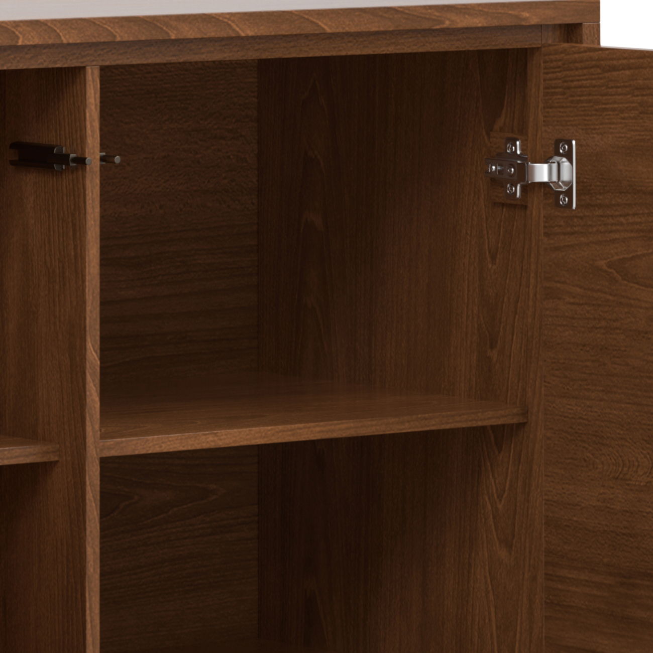 Lowry handcrafted medium storage cabinet interior with single shelf in dark wood finish on Tampa Home & Garden Store