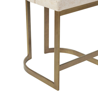 Upholstered Counter Stool with Metal Base Cream