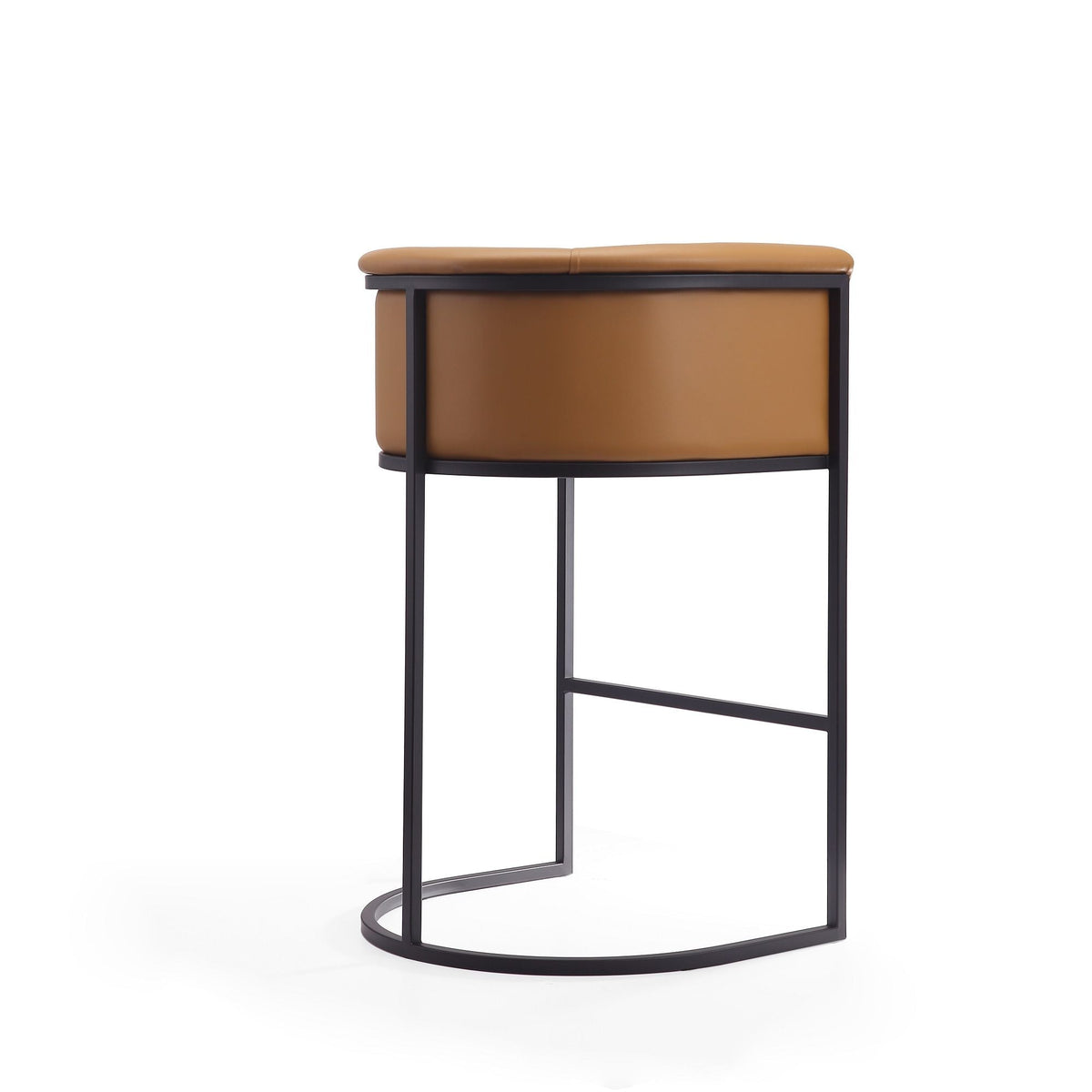 Cosmopolitan Stool with upholstered tan seat and black metal frame, 24–27in counter height on Tampa Home & Garden Store