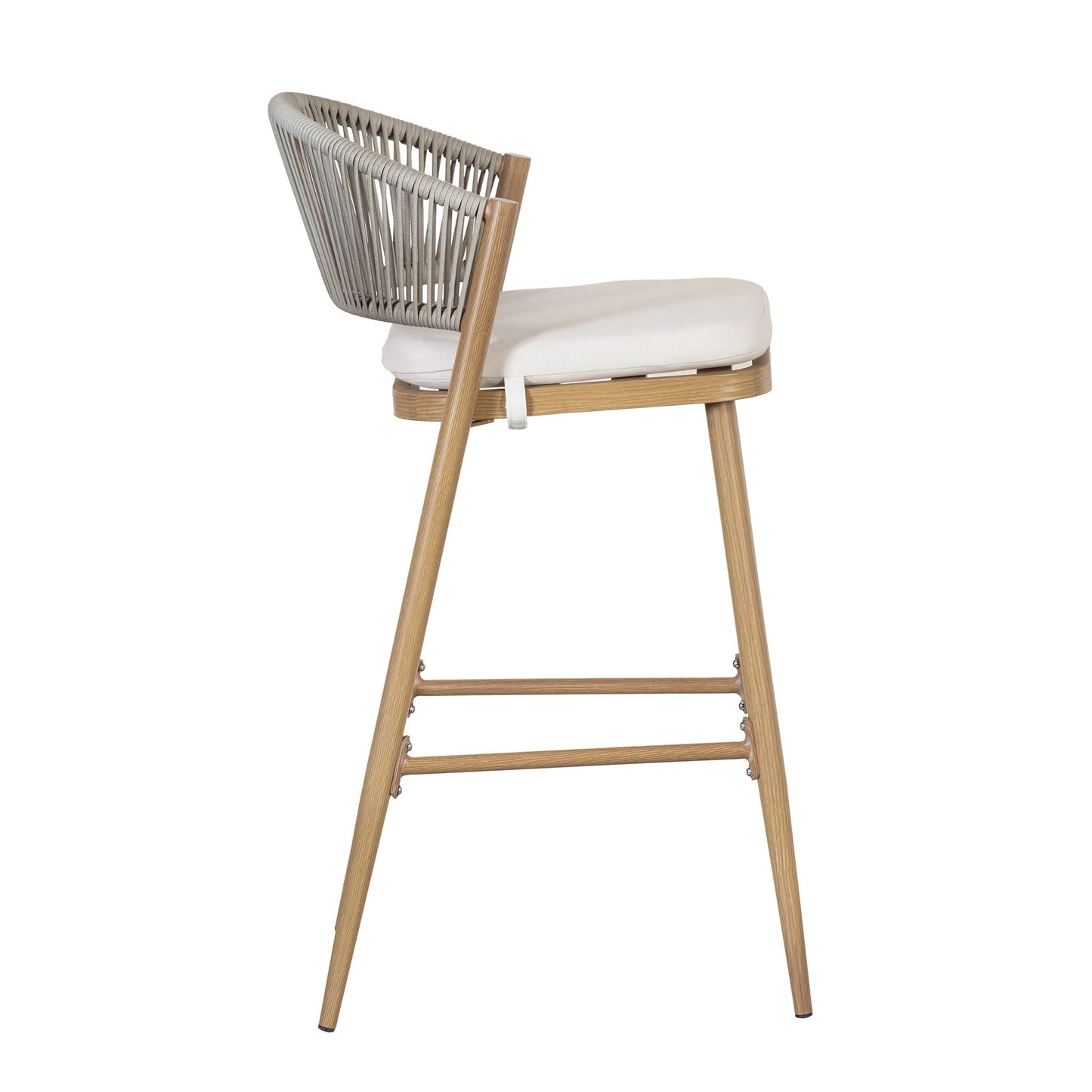 Outdoor Bar Stools With Scallop Cushion And Frame
