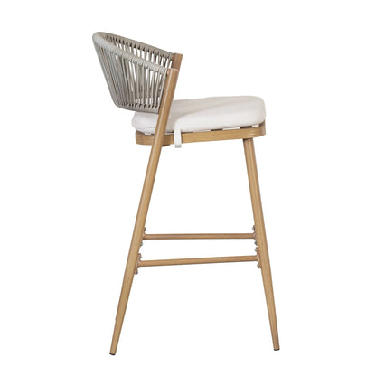 Outdoor Bar Stools With Scallop Cushion And Frame