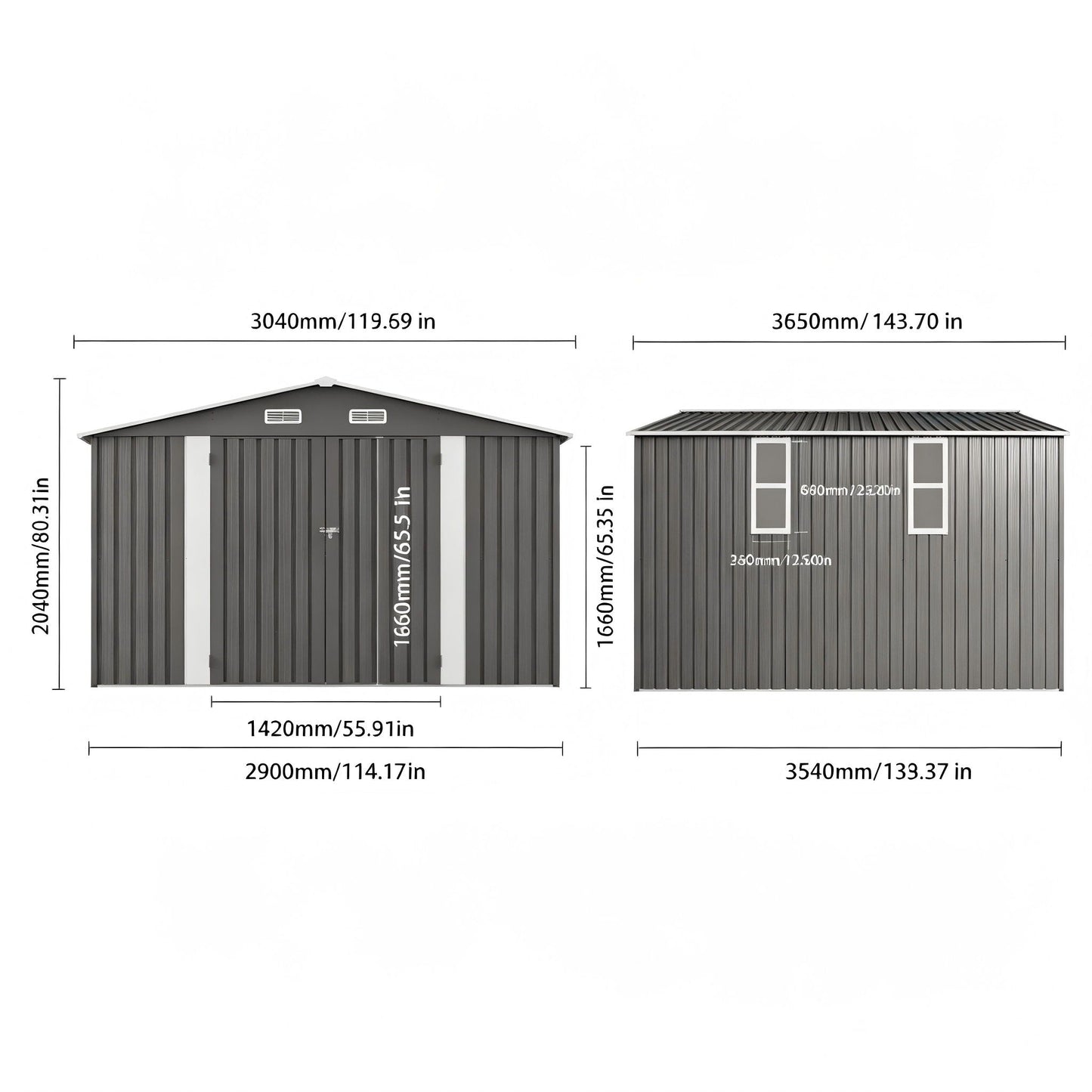 Outdoor Metal Storage Shed With Lockable Doors