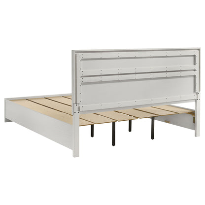 Corbin Glittering Bedroom Set bed frame in gray metal with wood slat foundation on Tampa Home & Garden Store