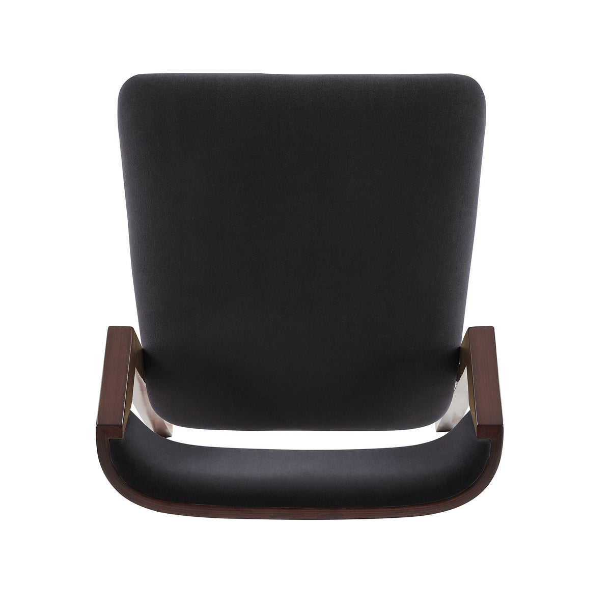 Bar height barstool with backrest in black upholstery and wood frame on Tampa Home & Garden Store