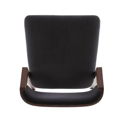 Bar height barstool with backrest in black upholstery and wood frame on Tampa Home & Garden Store