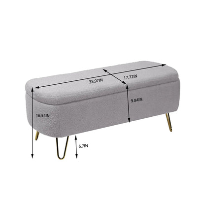 Storage Ottoman Bench with Faux Fur End of Bed