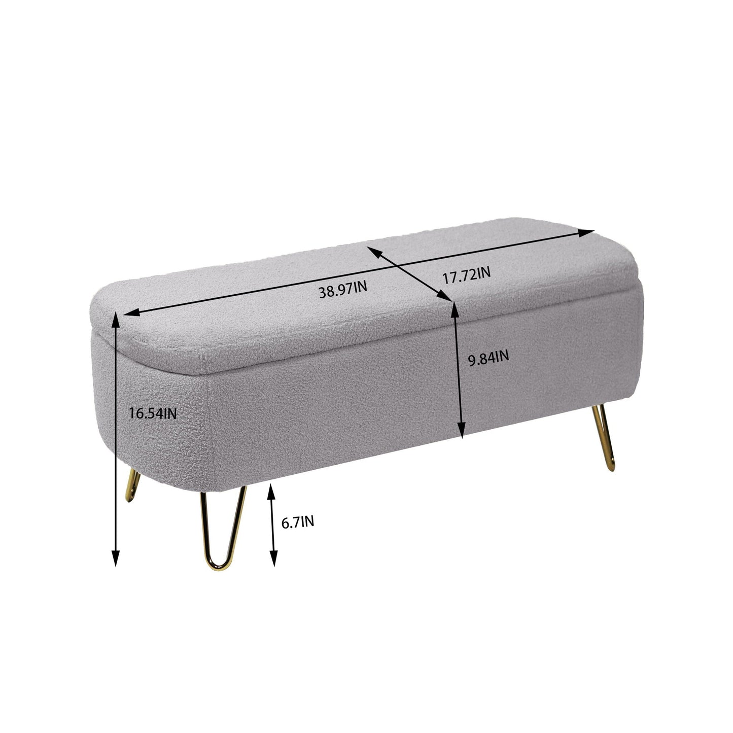 Soft Faux Fur Storage Ottoman For Bedroom