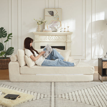 Semi Circular Corduroy Sofa Bed With Pillow