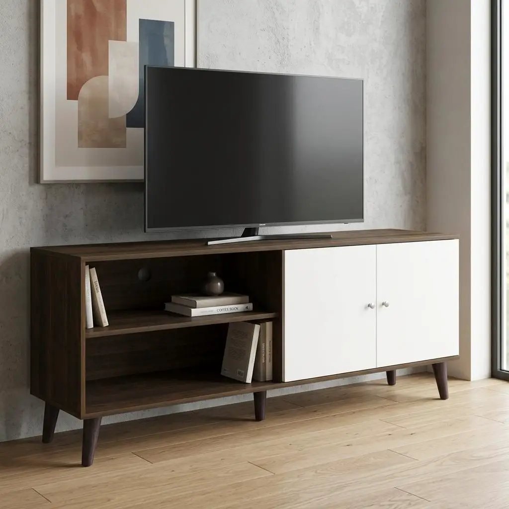 Amidon TV Stand With Storage Shelves and Cabinet