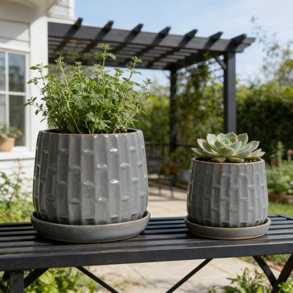 Handmade Ceramic Garden Pot and Planter Set