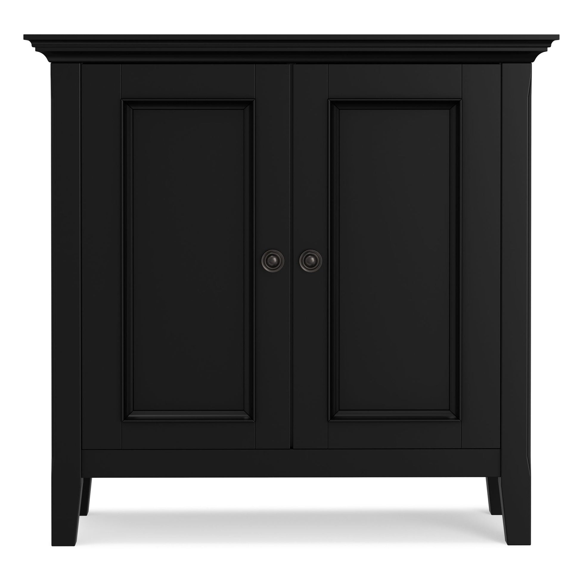 Amherst Handcrafted Low Storage Cabinet, black finish, framed panel doors, HouseOfZazla on Tampa Home & Garden Store