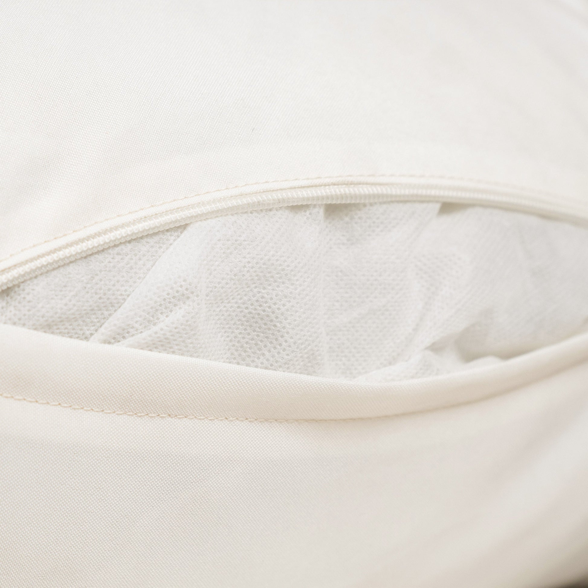 White textured outdoor fabric cushion close-up with stitched seam for modular outdoor seating on Tampa Home & Garden Store