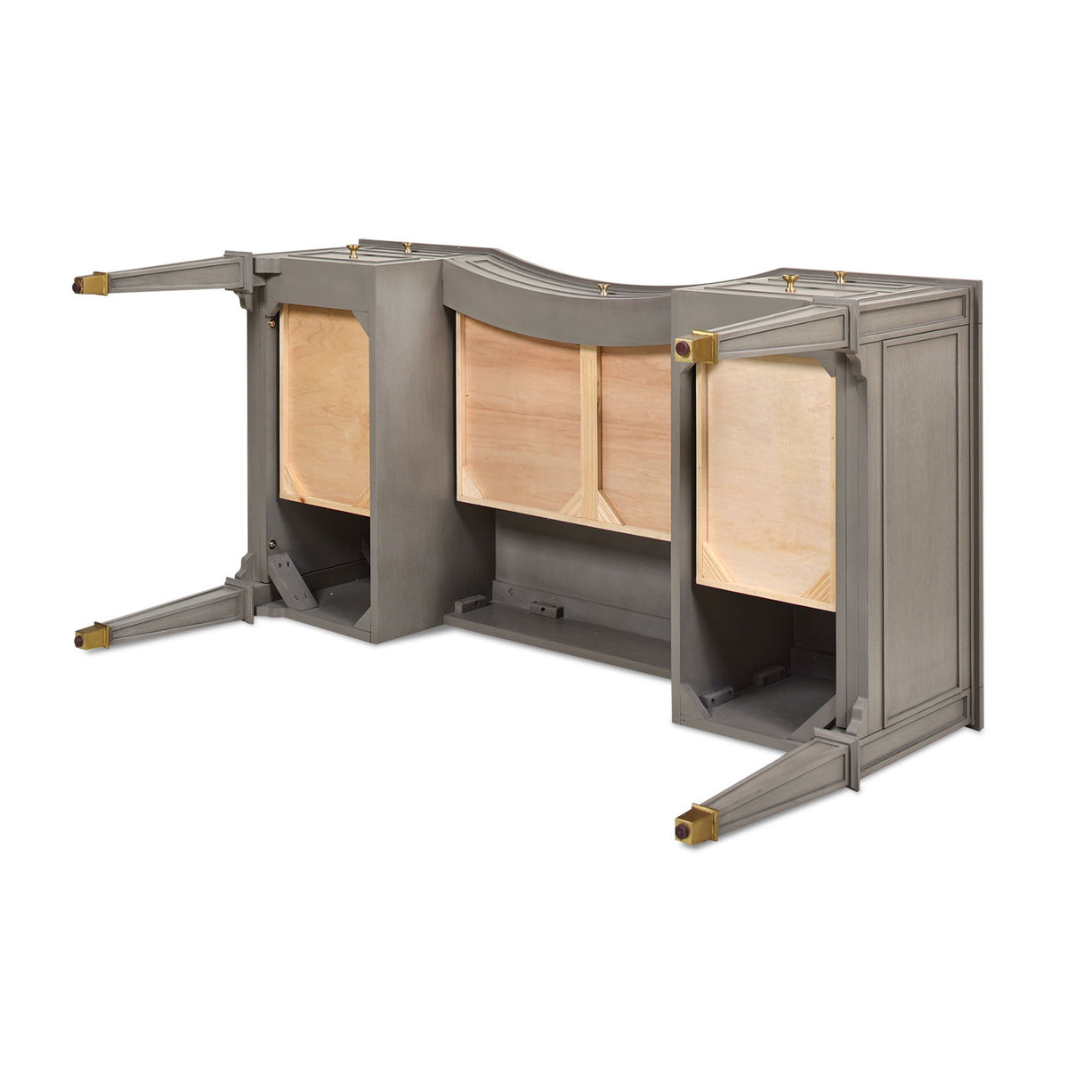 Dauphin 5-Drawer Executive Desk gray solid rubber hardwood by HouseOfZazla with curved top on Tampa Home & Garden Store