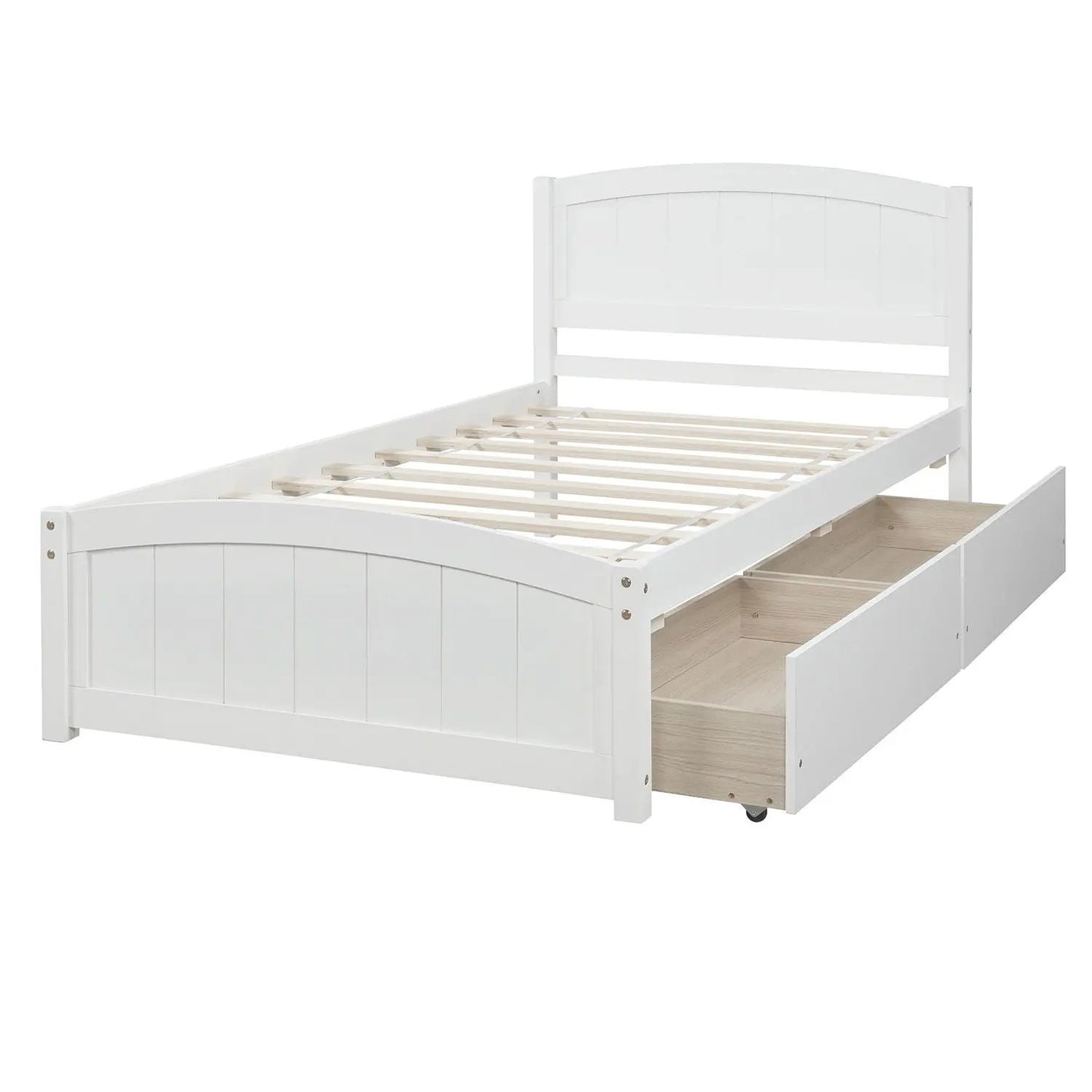Platform Bed and Headboard With Footboard Slats