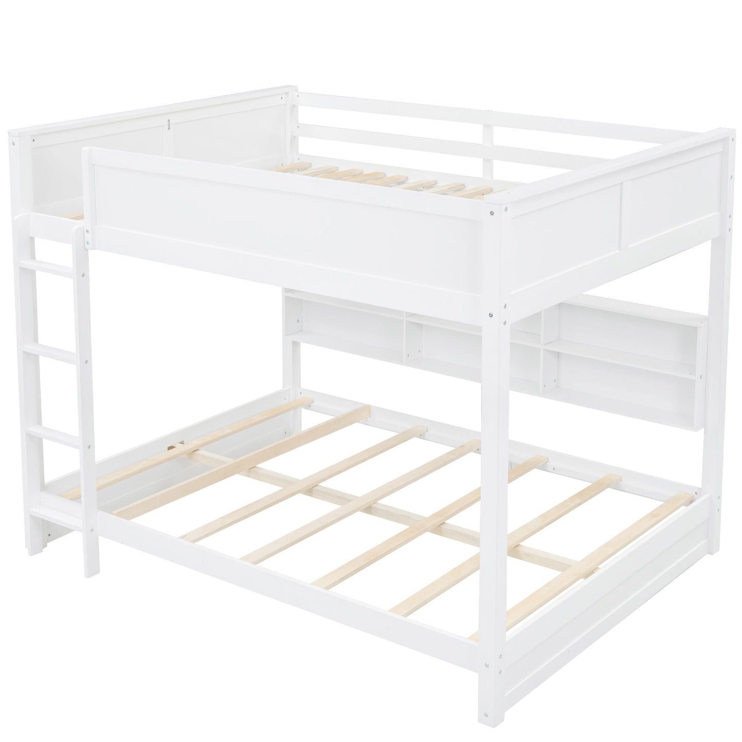 Bunk Bed With Storage Cabinets And USB Ports, white finish, HouseOfZazla on Tampa Home & Garden Store