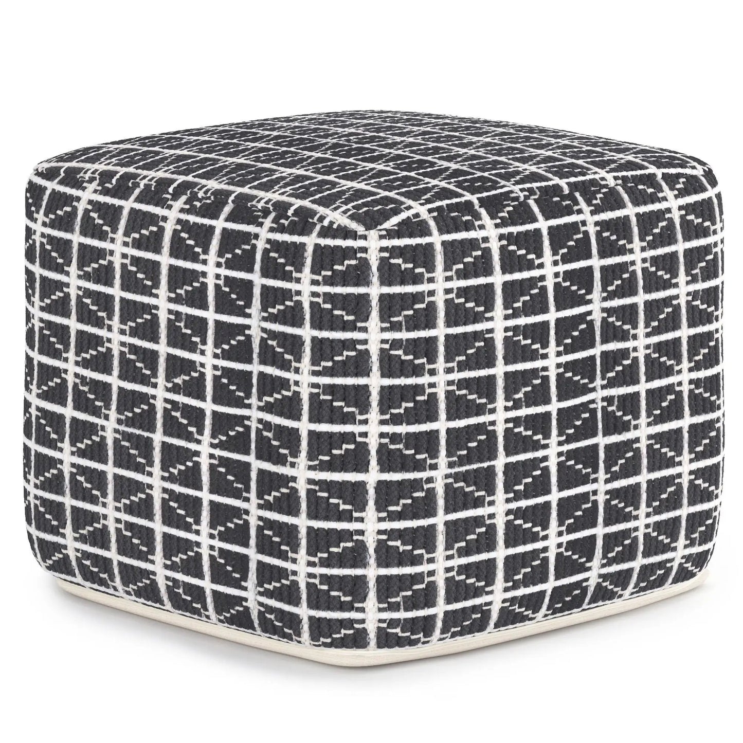 Noreen Upholstered Square Pouf Hand Woven Dark