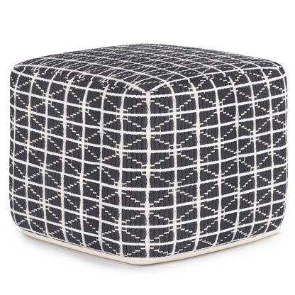 Noreen Upholstered Square Pouf Hand Woven Dark