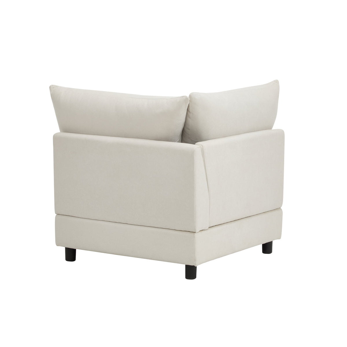 L-shaped modular sectional sofa 99 in oversize cream fabric with black legs by HouseOfZazla on Tampa Home & Garden Store