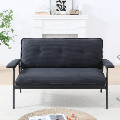 Modern metal-frame sofa with black fabric and metal legs Unique Piece Furniture stationary sofa on Tampa Home & Garden Store