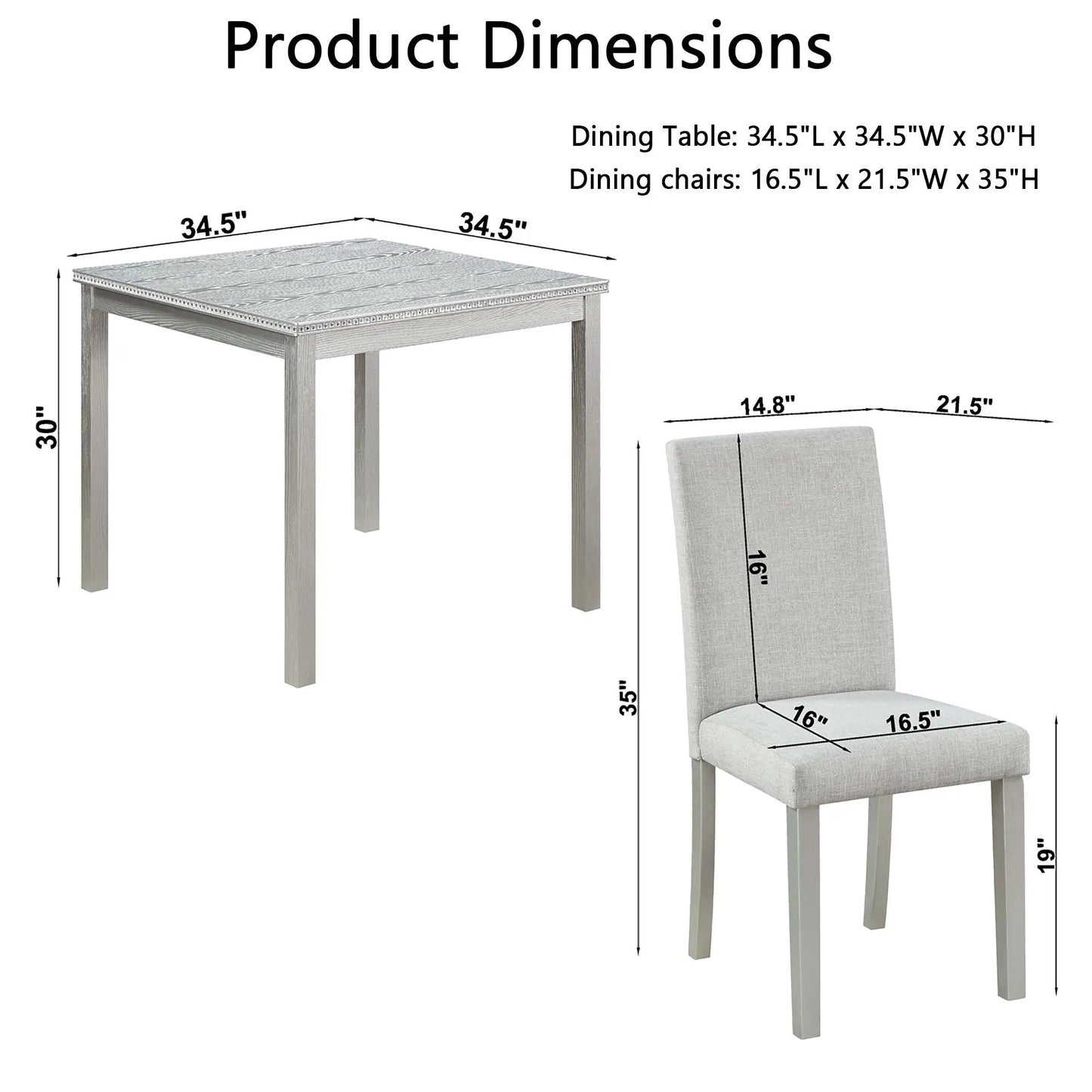 Dining Table Set With Crystal Accents And Upholstered Chairs 5-Piece Set by Unique Piece on Tampa Home & Garden Store