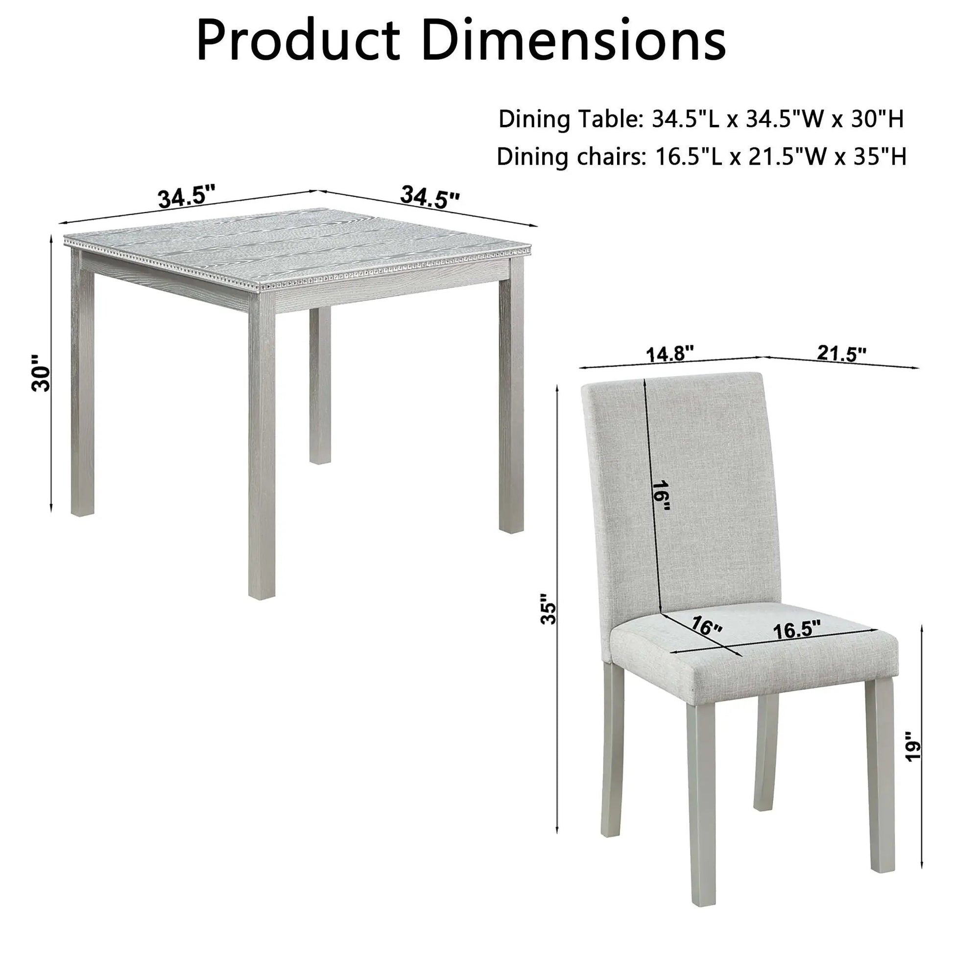 Dining Table Set With Crystal Accents And Upholstered Chairs 5-Piece Set by Unique Piece on Tampa Home & Garden Store