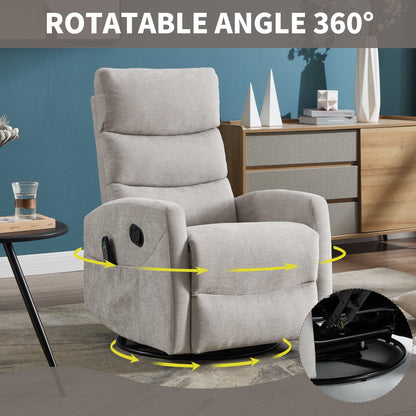 Heat massage manual recliner chair in light gray fabric with rocking swivel base HouseOfZazla on Tampa Home & Garden Store