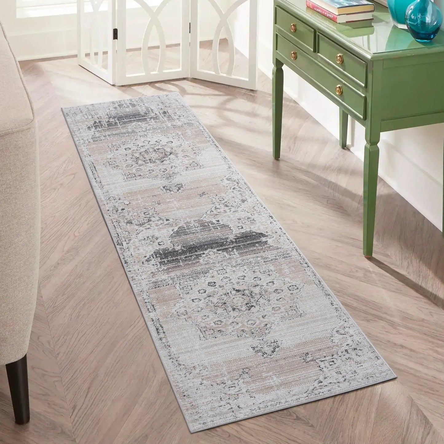 Payas Medallion Area Rug Neutral Tones Home Decor