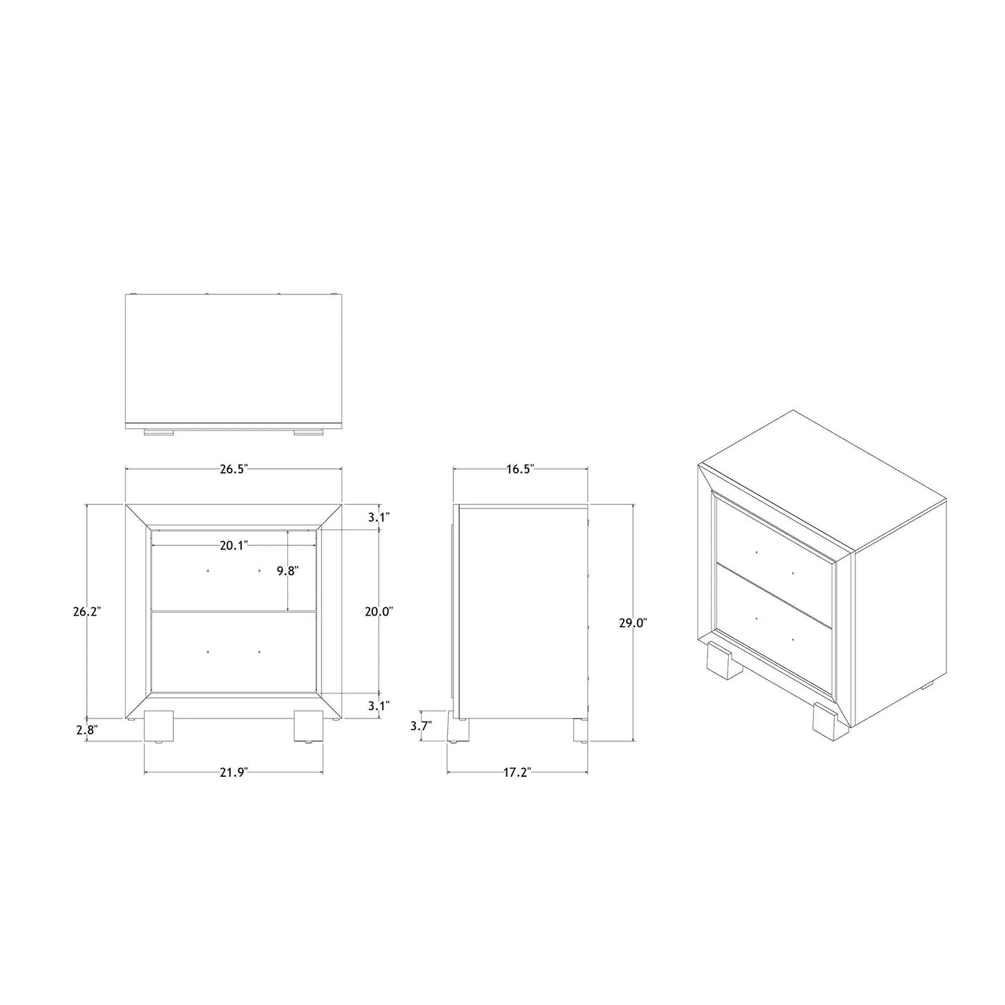 Skye Marble Nightstand with Drawers White