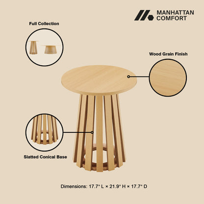 Layla End Table Wood Grain Finish in light brown with a slatted conical base by HouseOfZazla on Tampa Home & Garden Store