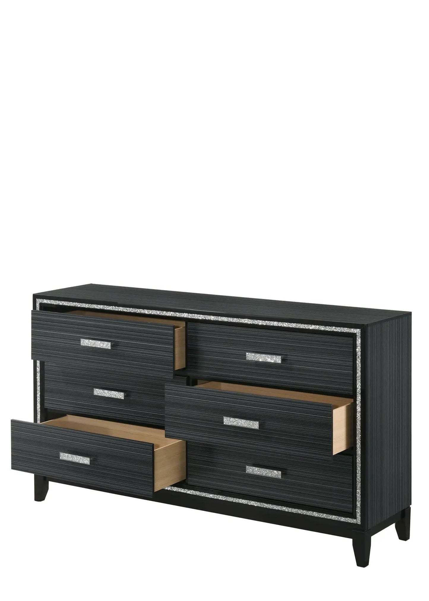 Haiden Dresser with Silver Trim Six Drawers