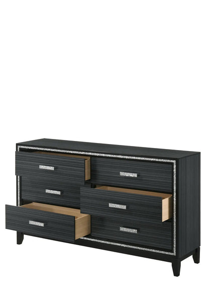 Haiden Dresser with Silver Trim Six Drawers