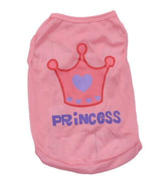 Princess dog vest by Pet Zen in pink with crown graphic and heart accents on Tampa Home & Garden Store
