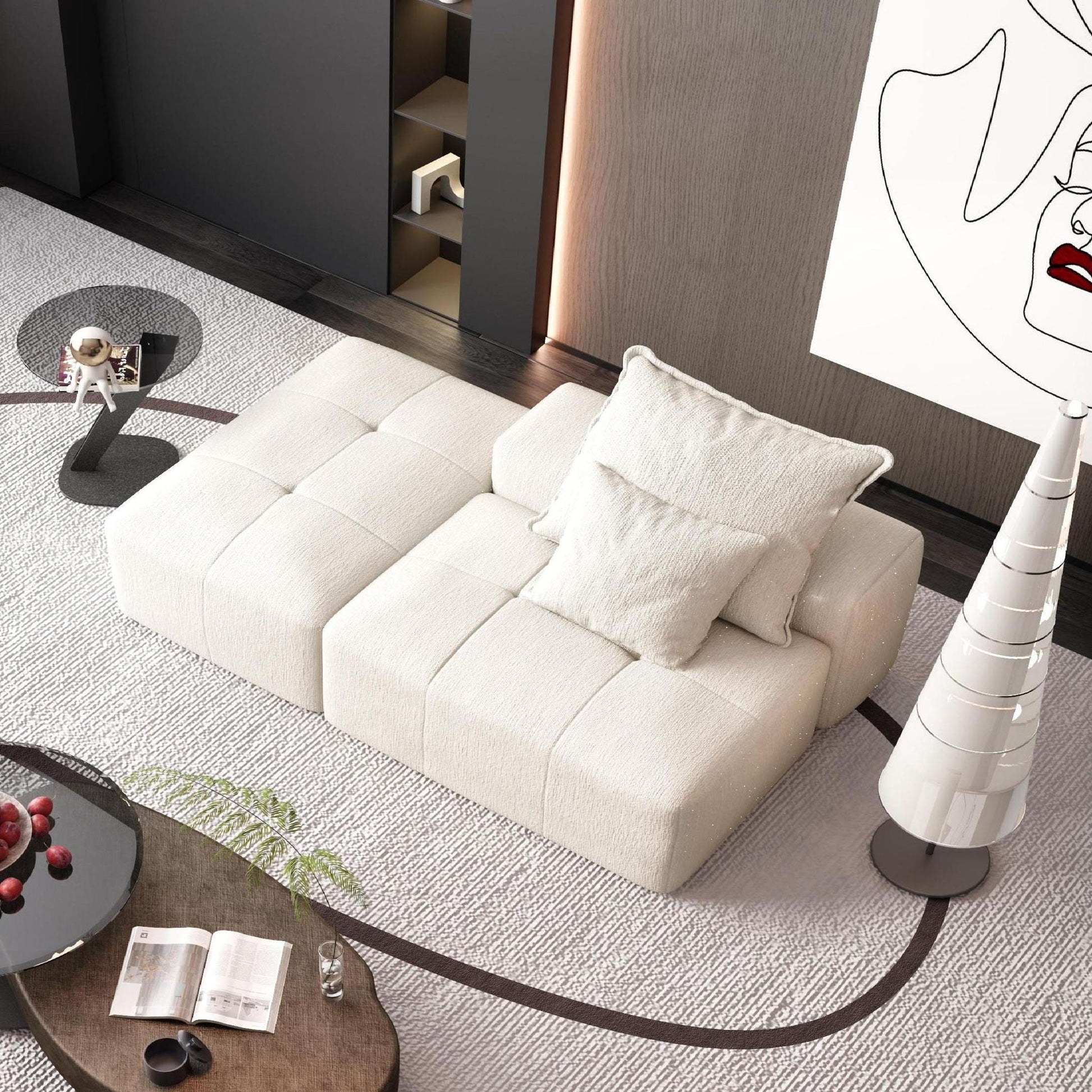 Modern Oversized Modular Sectional Sofa in light beige fabric by HouseOfZazla on Tampa Home & Garden Store