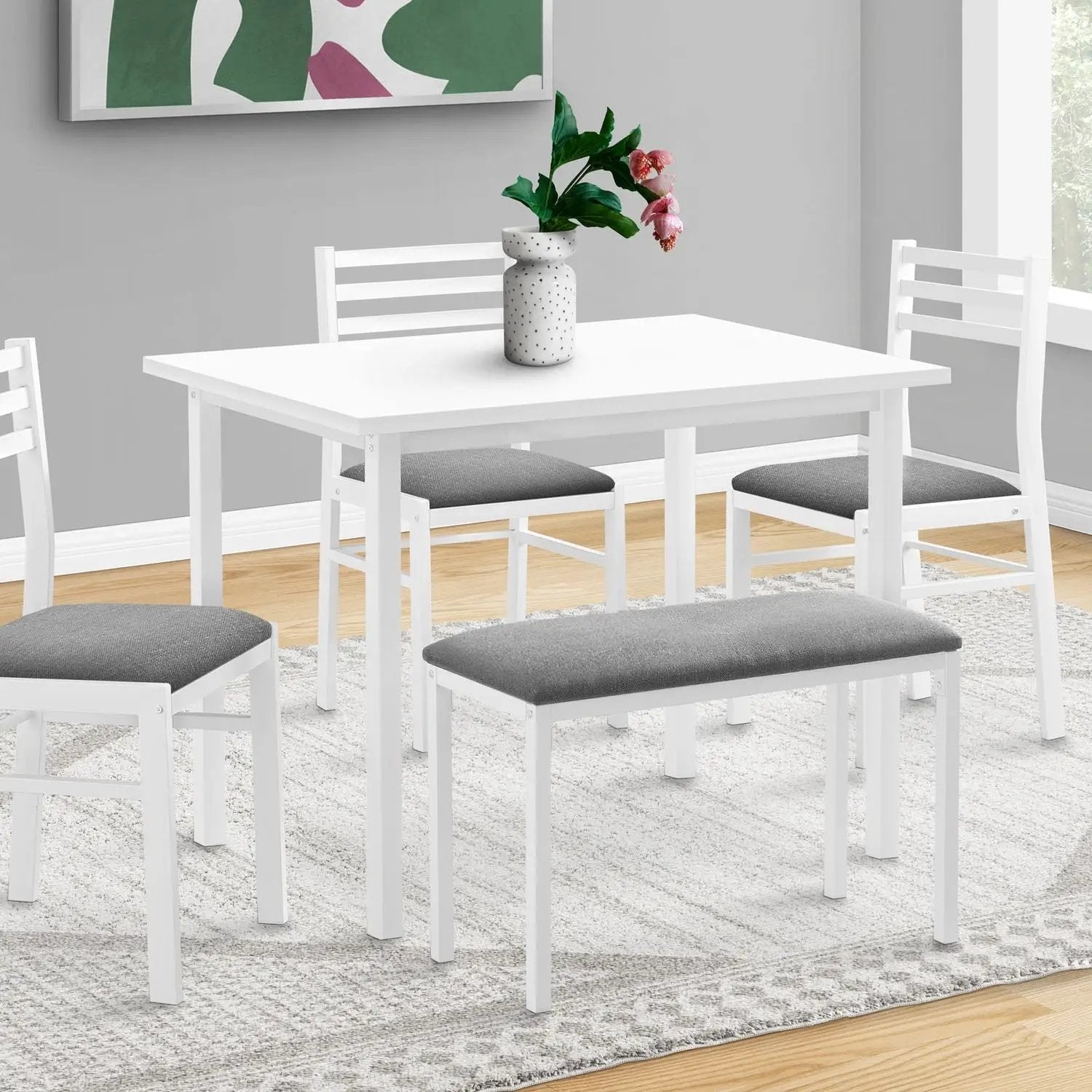 5-piece dining set, rectangular table with four chairs and gray cushions Unique Piece Furniture on Tampa Home & Garden Store