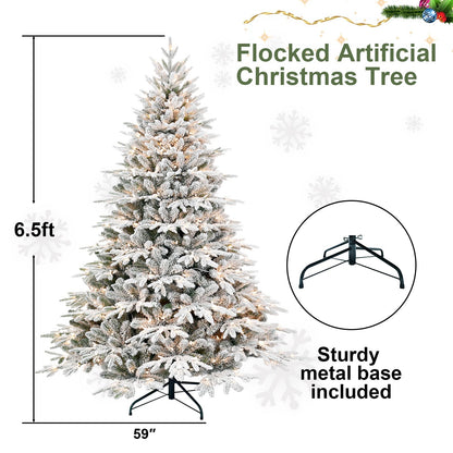 7.5ft pre-lit flocked Christmas Tree with frosted needles and metal base included on Tampa Home & Garden Store