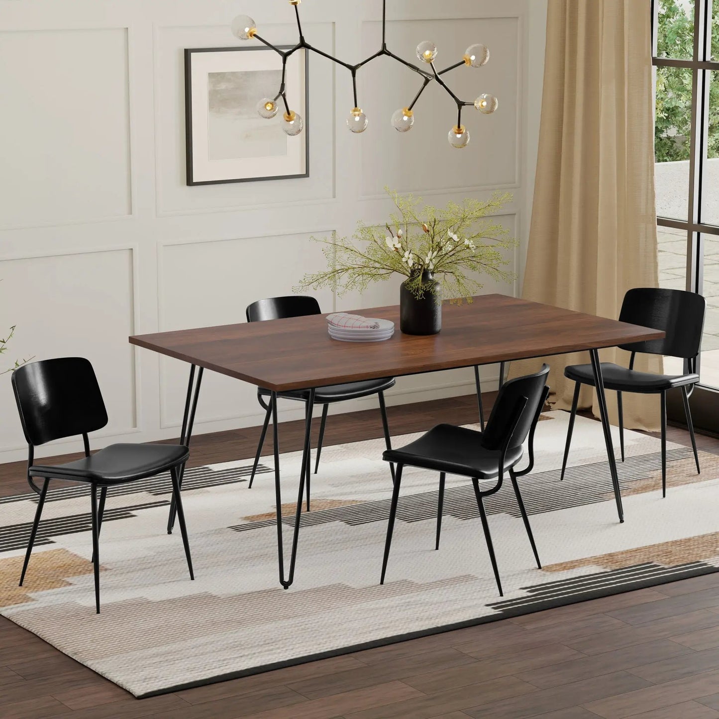 Hunter Square Tabletop Dining Table with wood top and black metal legs by Unique Piece Furniture on Tampa Home & Garden Store