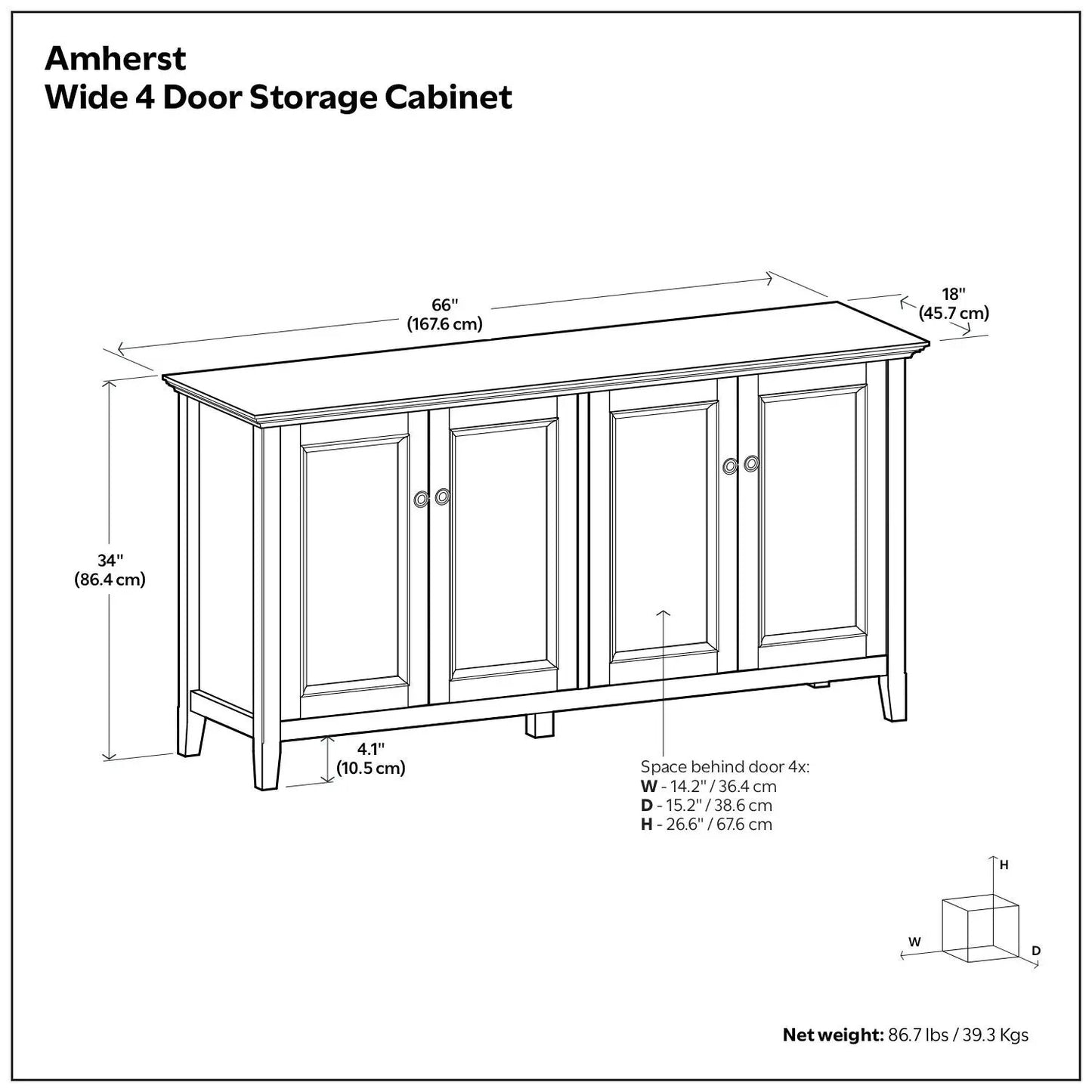 Amherst Four Door Cabinet With Adjustable Shelves