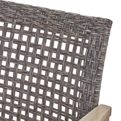 Hampton Outdoor Wood and Wicker Loveseat Gray