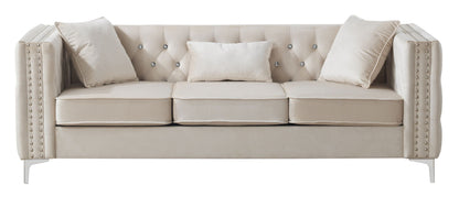 Modern Tufted Sofa With Steel Legs and a Cushion