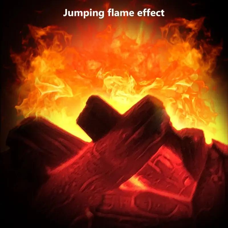 Simulation fireplace firewood lantern lamp with orange red 3D flame glow desk decor on Tampa Home & Garden Store