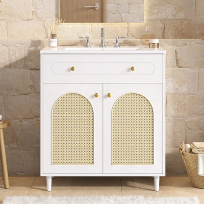 Modern Bathroom Vanity with Sink and Shelf