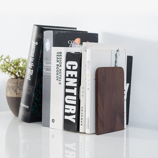 Solid beech wood book end natural wood walnut bookend home storage bookshelf decor bookstop natural wood crafts - Tampa Home & Garden Store