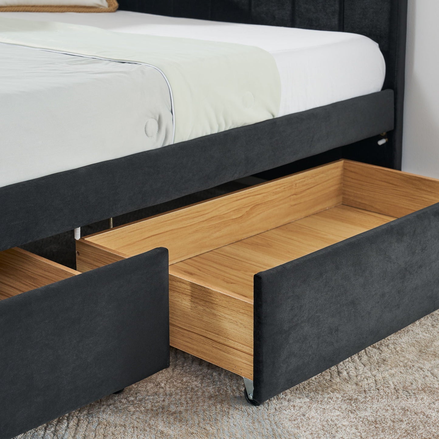 Upholstered Tufted Daybed Frame with Storage