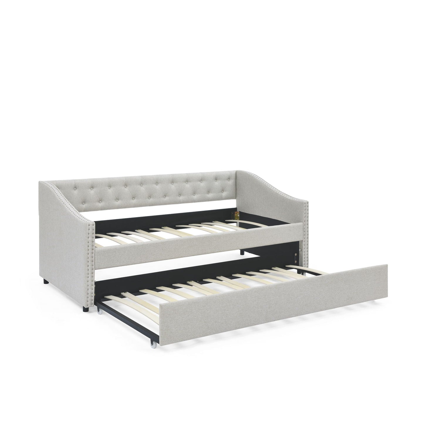 Upholstered Tufted Daybed and Storage Drawers