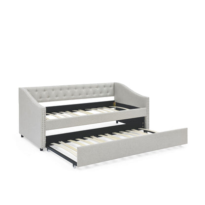 Upholstered Tufted Daybed and Storage Drawers