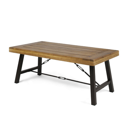 Modern Outdoor Acacia And Metal Coffee Table