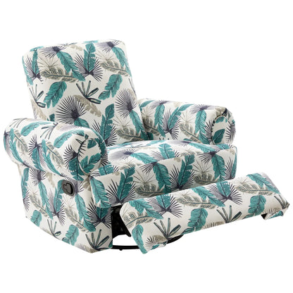 Manual Swivel Recliner Rocker Chair with adjustable backrest in teal palm leaf fabric on Tampa Home & Garden Store