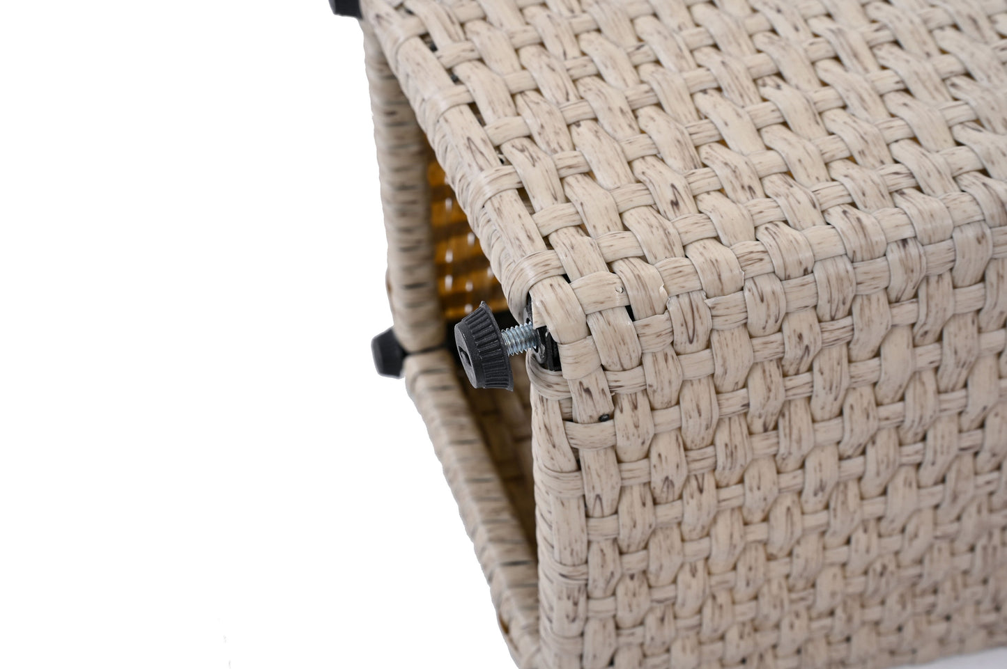 Set of Two Outdoor Beige PE Rattan Planters